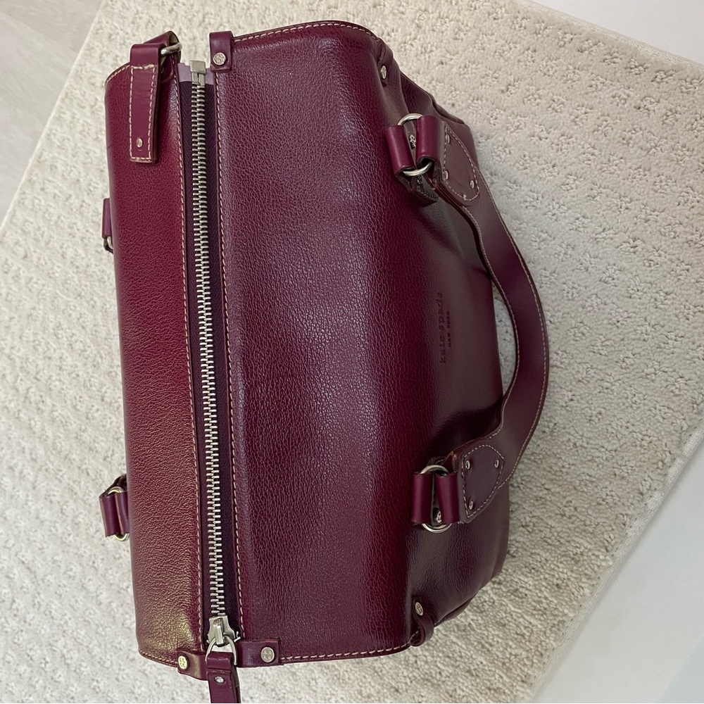 Kate Spade New York Pebble Leather Satchel in Burgundy/red. Vintage vibe - Picture 8 of 15